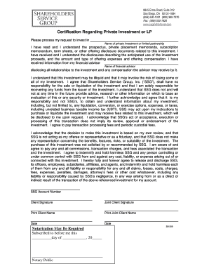 Private Investment Authorization Form