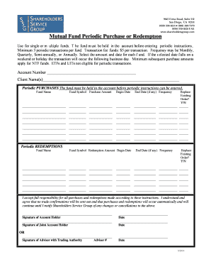 Mutual Fund Periodic Purchase or Redemption Form