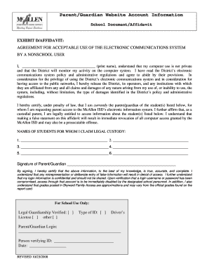 Parent Guardian Website Account Agreement