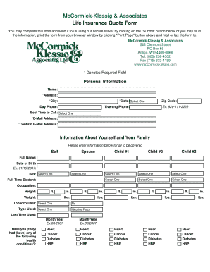 Life Insurance Quote Form