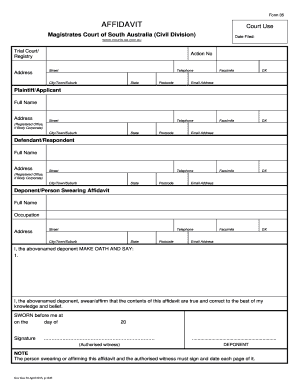 Affidavit Court Use Form 35