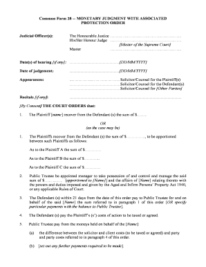 Monetary Judgment with Protection Order