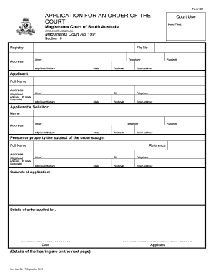 Form 23 Application for Court Order