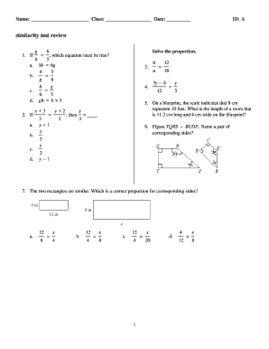 Similarity Test Review Worksheet