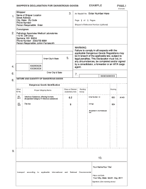 Shipper’s Declaration for Dangerous Goods