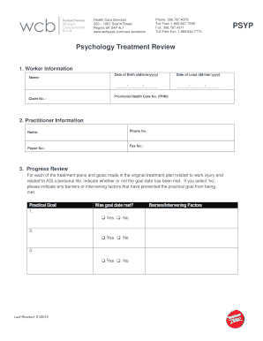Psychology Treatment Review Form