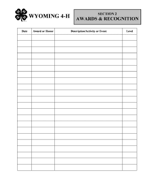 Wyoming 4-H Awards and Recognition Form
