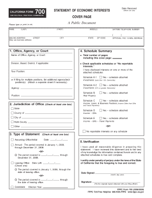 California Form 700 Statement of Economic Interests