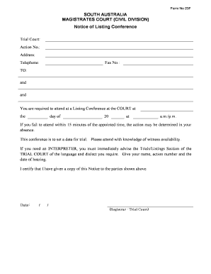 Notice of Listing Conference