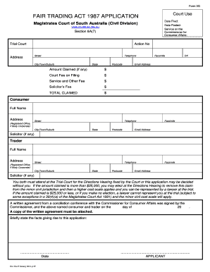 Fair Trading Act 1987 Application Form