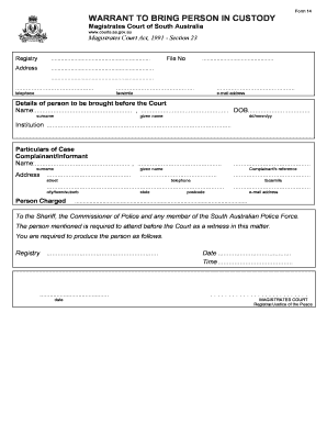 Warrant to Bring Person in Custody