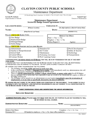 Clayton County Access ID Badge Issuance Form