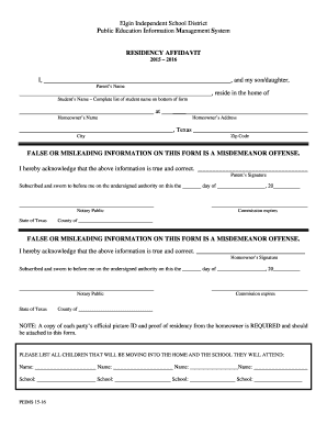 Residency Affidavit