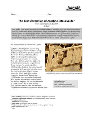The Transformation of Arachne into a Spider