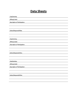 Student Activity and Experience Form