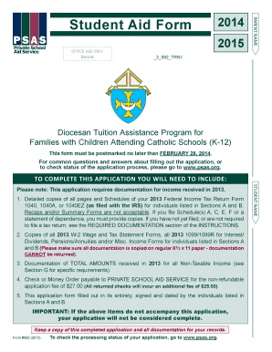 Diocesan Tuition Assistance Program Application