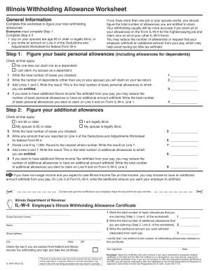Illinois Employee Withholding Allowance Form
