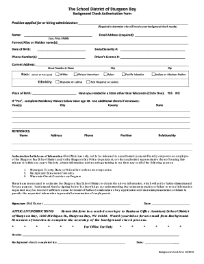 School District Background Check Authorization Form