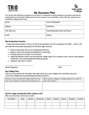 High School Success Plan Form