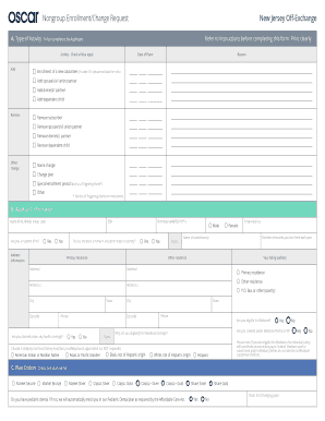 NJ Health Insurance Enrollment/Change Request Form