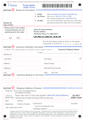Aetna Rx Home Delivery Prescription Order Form