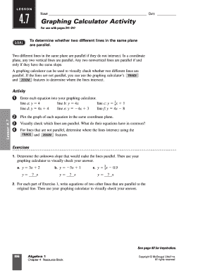Graphing Calculator Activity Worksheet