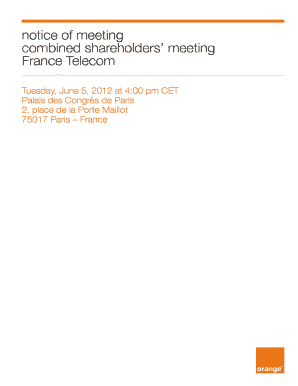 France Telecom Shareholders Meeting Notice