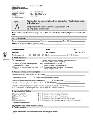 Swiss Health Insurance Exemption Application