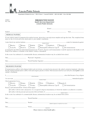 Nebraska Immunization Waiver Form