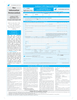 Sundaram CAPEX Opportunities Fund Application Form