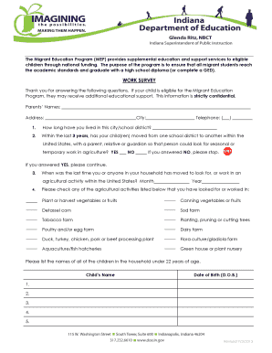 Migrant Education Program Work Survey