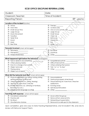 ECSE Office Discipline Referral Form