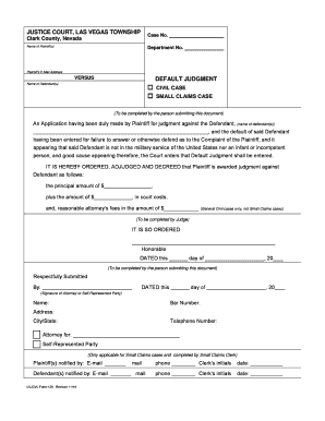 Nevada Default Judgment Form