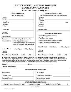 Justice Court Copy Research Request