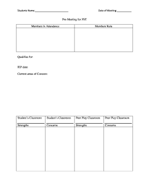 IEP Pre-Meeting Form