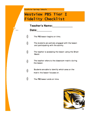 PBS Tier I Fidelity Checklist
