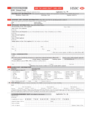 HSBC Tax Saver Equity Fund Application Form