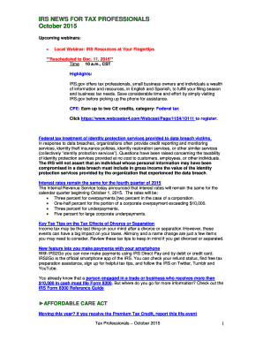 IRS News for Tax Professionals October 2015