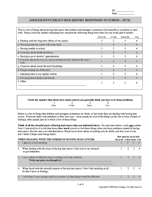 Adolescent Child’s Self-Report Responses to Stress Form