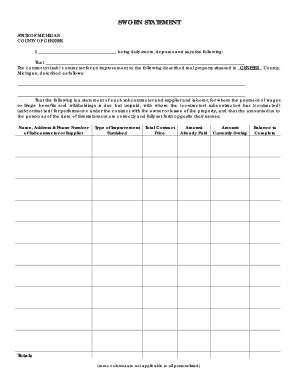 Fillable Online gcmpc SWORN STATEMENT - Genesee County Metropolitan ...