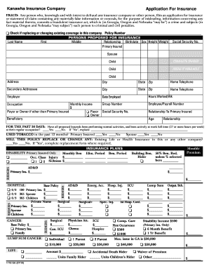 Kanawha Insurance Company Application