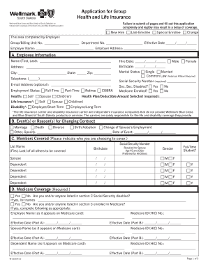 Group Health and Life Insurance Application