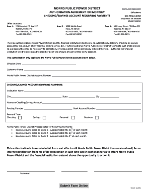 Norris Public Power District Recurring Payment Authorization