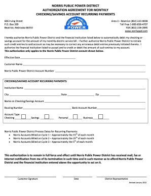 Norris Public Power District Recurring Payment Authorization