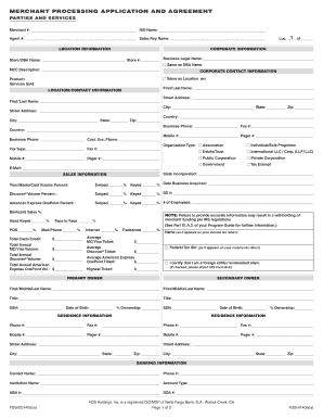 Merchant Processing Application and Agreement