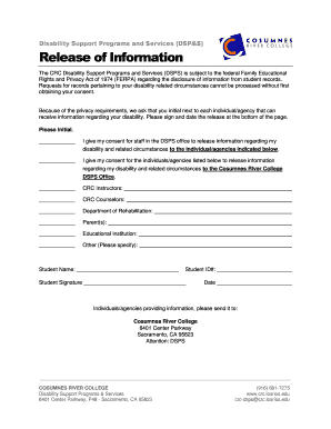 Disability Support Information Release Form