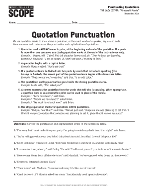 Punctuating Quotations Worksheet
