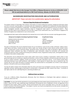 Background Investigation Disclosure and Authorization