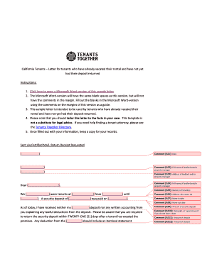 California Tenant Security Deposit Demand Letter