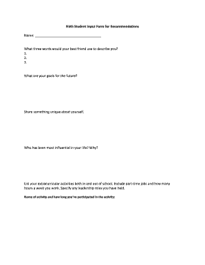 NMS Student Recommendation Form